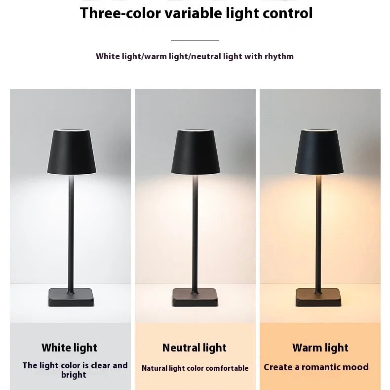 Cordless Rechargeable Table Lamp | Touch Dimmer & 3 Color LED